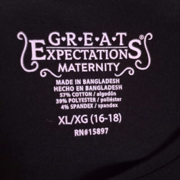 GREAT EXPECTATIONS BLACK LONG SLEEVE T-SHIRT MATERNITY DRESS SZ.XL NWT - Picture 7 of 10